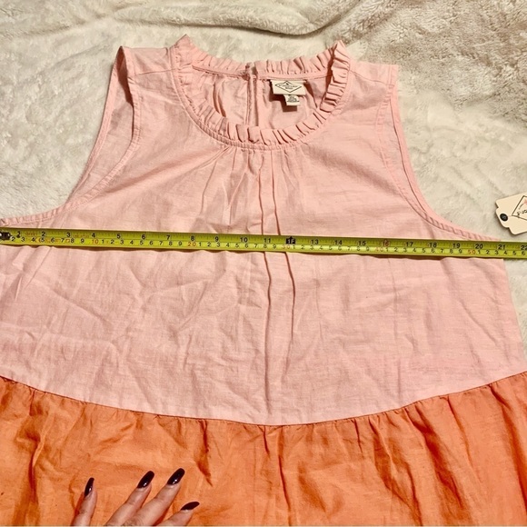 NWT St. John’s Bay Dress Petite Large (PL) Mini Ruffled Orange Pink Sleeveless - Picture 13 of 14